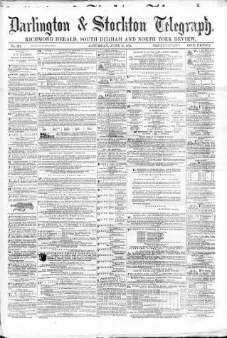 cover page of Darlington & Richmond Herald published on June 18, 1870