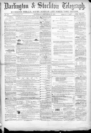 cover page of Darlington & Richmond Herald published on September 17, 1870