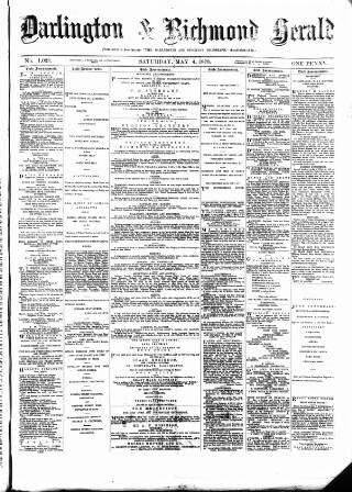 cover page of Darlington & Richmond Herald published on May 4, 1878
