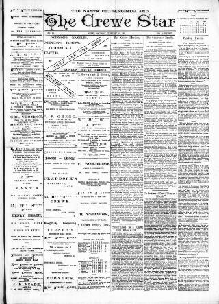 cover page of Nantwich, Sandbach & Crewe Star published on February 2, 1889