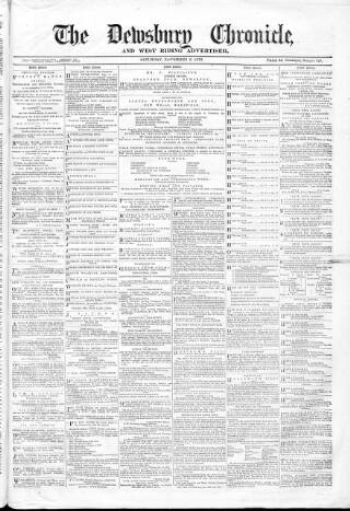 cover page of Dewsbury Chronicle and West Riding Advertiser published on November 2, 1872
