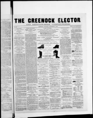 cover page of Greenock Elector published on November 21, 1885