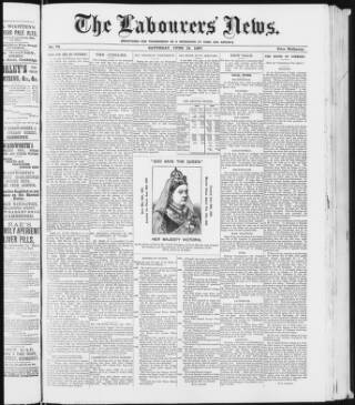 cover page of Labourers' News published on June 18, 1887
