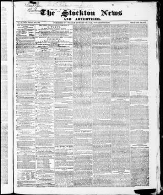 cover page of Stockton News and Advertiser published on February 24, 1865