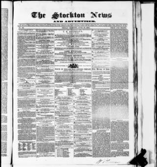 cover page of Stockton News and Advertiser published on June 16, 1865