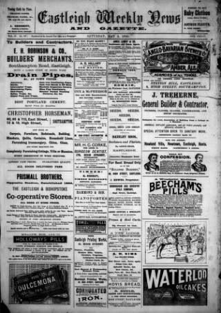 cover page of Eastleigh Weekly News published on May 2, 1896