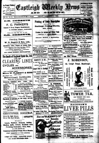 cover page of Eastleigh Weekly News published on November 2, 1900