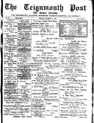 cover page of Teignmouth Post and Gazette published on November 2, 1906