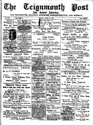 cover page of Teignmouth Post and Gazette published on June 18, 1909