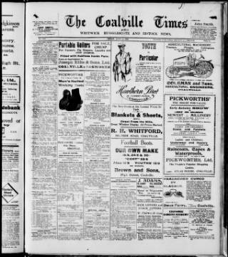 cover page of Coalville Times published on September 17, 1920