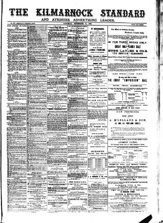 cover page of Kilmarnock Standard published on September 17, 1892
