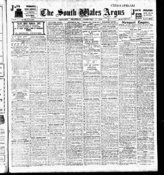 cover page of South Wales Argus published on February 2, 1911