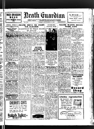 cover page of Neath Guardian published on September 17, 1948