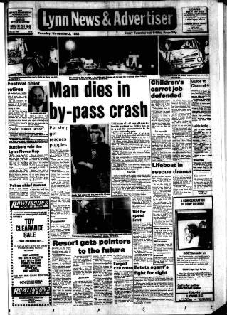 cover page of Lynn Advertiser published on November 2, 1982