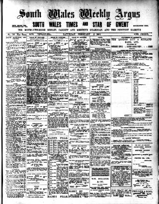 cover page of South Wales Weekly Argus and Monmouthshire Advertiser published on February 2, 1907
