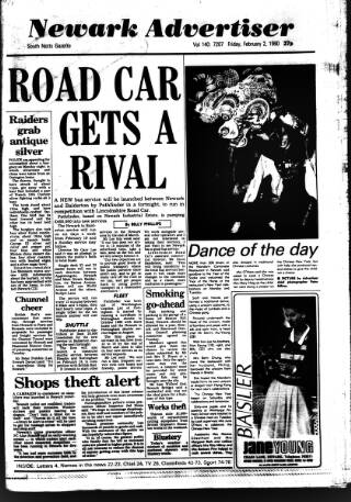 cover page of Newark Advertiser published on February 2, 1990