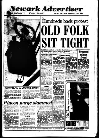 cover page of Newark Advertiser published on November 2, 1990