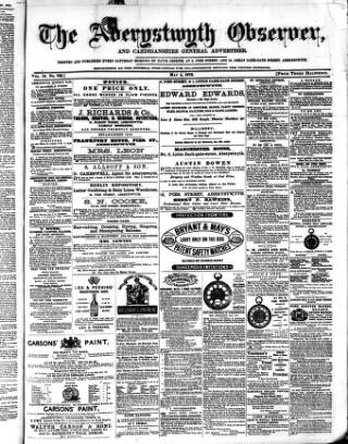 cover page of Aberystwyth Observer published on May 4, 1872