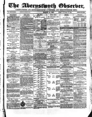 cover page of Aberystwyth Observer published on March 19, 1887