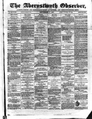 cover page of Aberystwyth Observer published on September 17, 1887