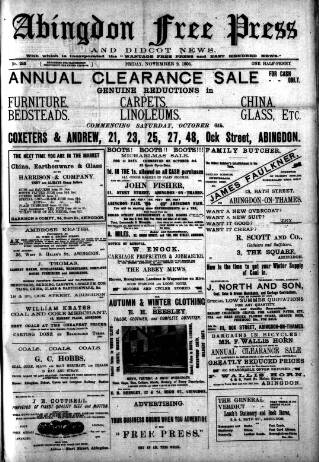 cover page of Abingdon Free Press published on November 2, 1906