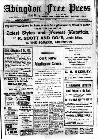 cover page of Abingdon Free Press published on March 19, 1915