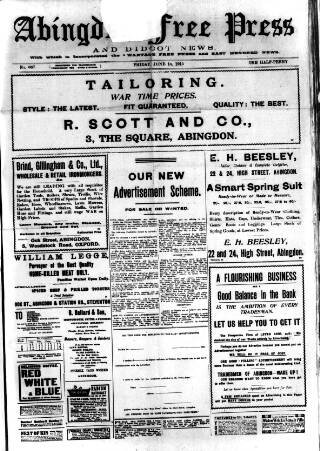 cover page of Abingdon Free Press published on June 18, 1915