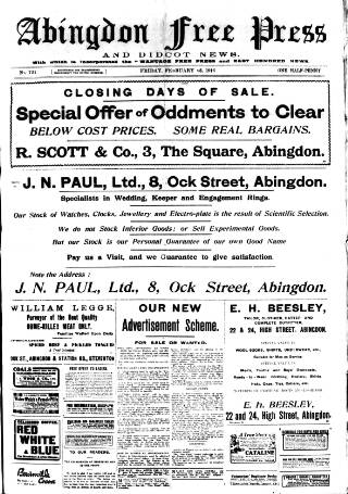 cover page of Abingdon Free Press published on February 25, 1916