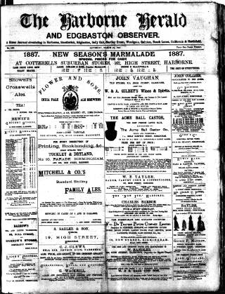 cover page of Harborne Herald published on March 19, 1887