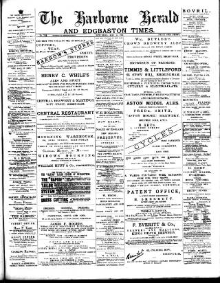 cover page of Harborne Herald published on May 2, 1891