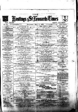 cover page of Hastings & St. Leonards Times published on May 4, 1878