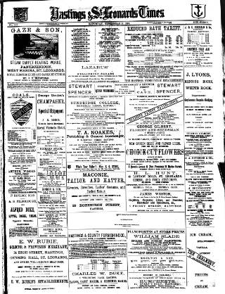 cover page of Hastings & St. Leonards Times published on September 17, 1887