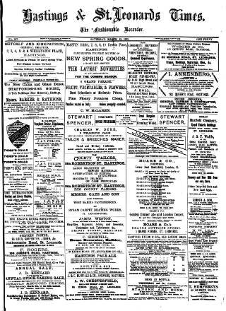 cover page of Hastings & St. Leonards Times published on March 19, 1892