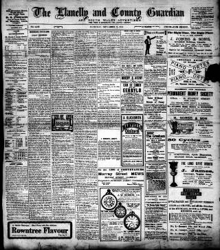 cover page of Llanelly and County Guardian and South Wales Advertiser published on November 2, 1911