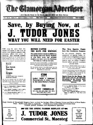 cover page of Glamorgan Advertiser published on March 19, 1920