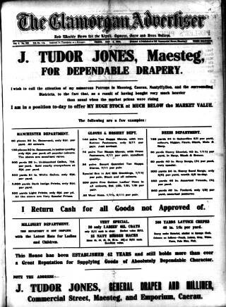 cover page of Glamorgan Advertiser published on May 4, 1923