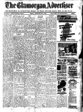 cover page of Glamorgan Advertiser published on February 2, 1945