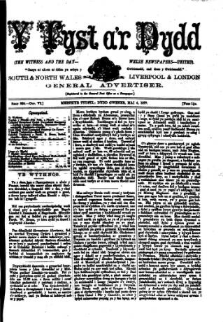 cover page of Y Tyst published on May 4, 1877