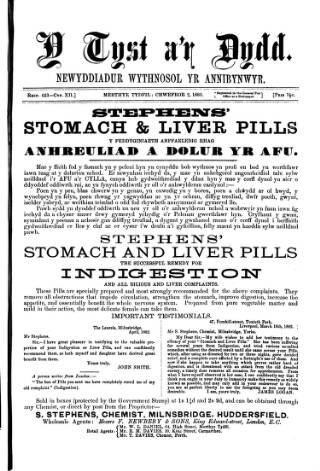 cover page of Y Tyst published on February 2, 1883
