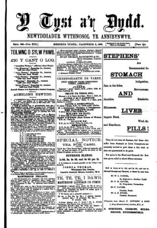cover page of Y Tyst published on November 2, 1883