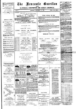 cover page of Newcastle Guardian and Silverdale, Chesterton and Audley Chronicle published on September 17, 1881