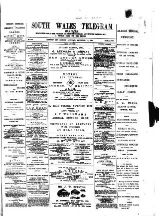 cover page of South Wales Daily Telegram published on September 17, 1887