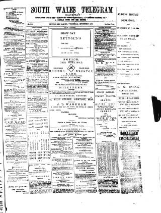 cover page of South Wales Daily Telegram published on November 2, 1887