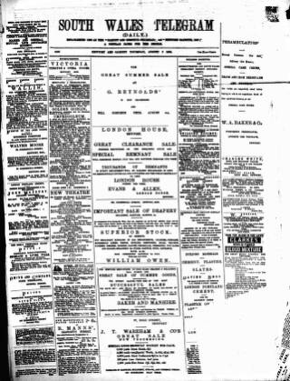cover page of South Wales Daily Telegram published on August 2, 1888