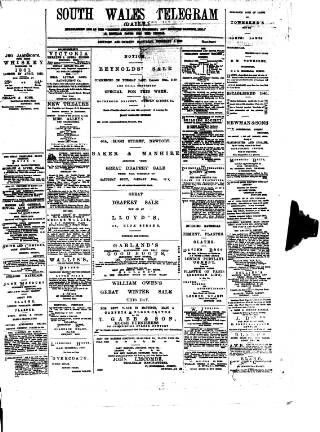 cover page of South Wales Daily Telegram published on February 2, 1889