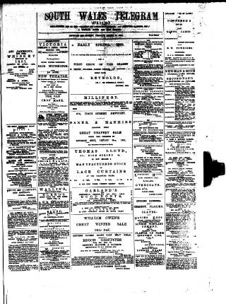 cover page of South Wales Daily Telegram published on March 19, 1889