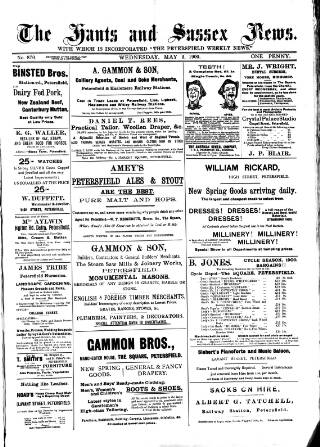 cover page of Hants and Sussex News published on May 2, 1900