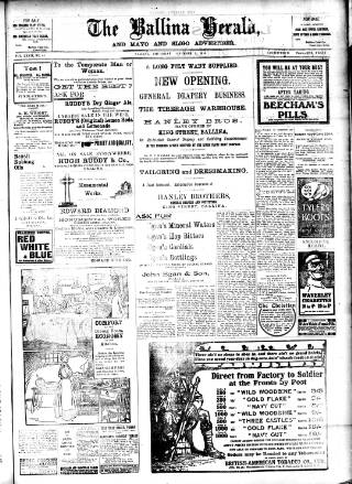 cover page of Ballina Herald and Mayo and Sligo Advertiser published on November 2, 1916