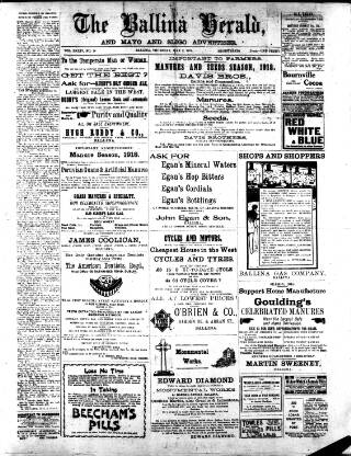 cover page of Ballina Herald and Mayo and Sligo Advertiser published on May 2, 1918