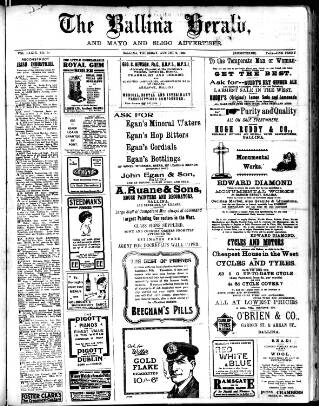 cover page of Ballina Herald and Mayo and Sligo Advertiser published on August 2, 1923